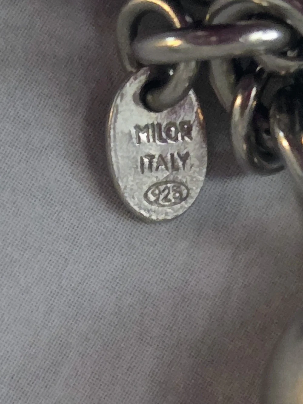 Milor Italy 925 Sterling Silver Black Beaded Charm Bracelet 8